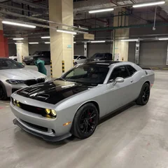 Dodge Challenger 2019, серебристый с чёрным капотом — фото 28